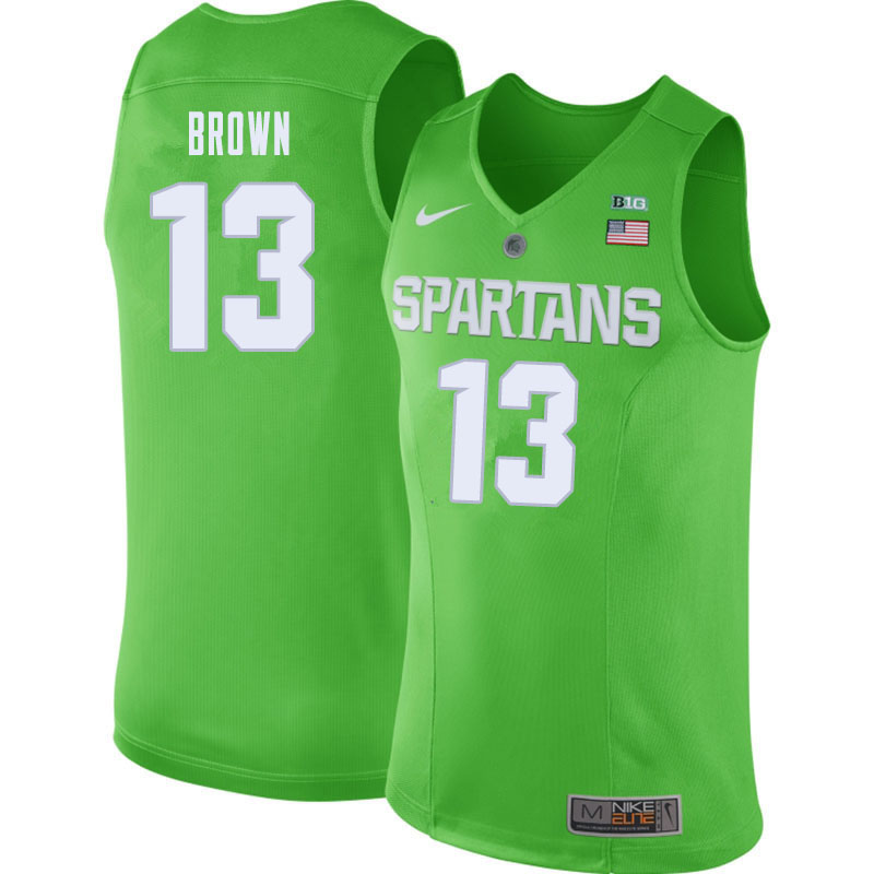 Men Michigan State Spartans #13 Gabe Brown NCAA Nike Authentic Green 2019-20 College Stitched Basketball Jersey XM41X13KC